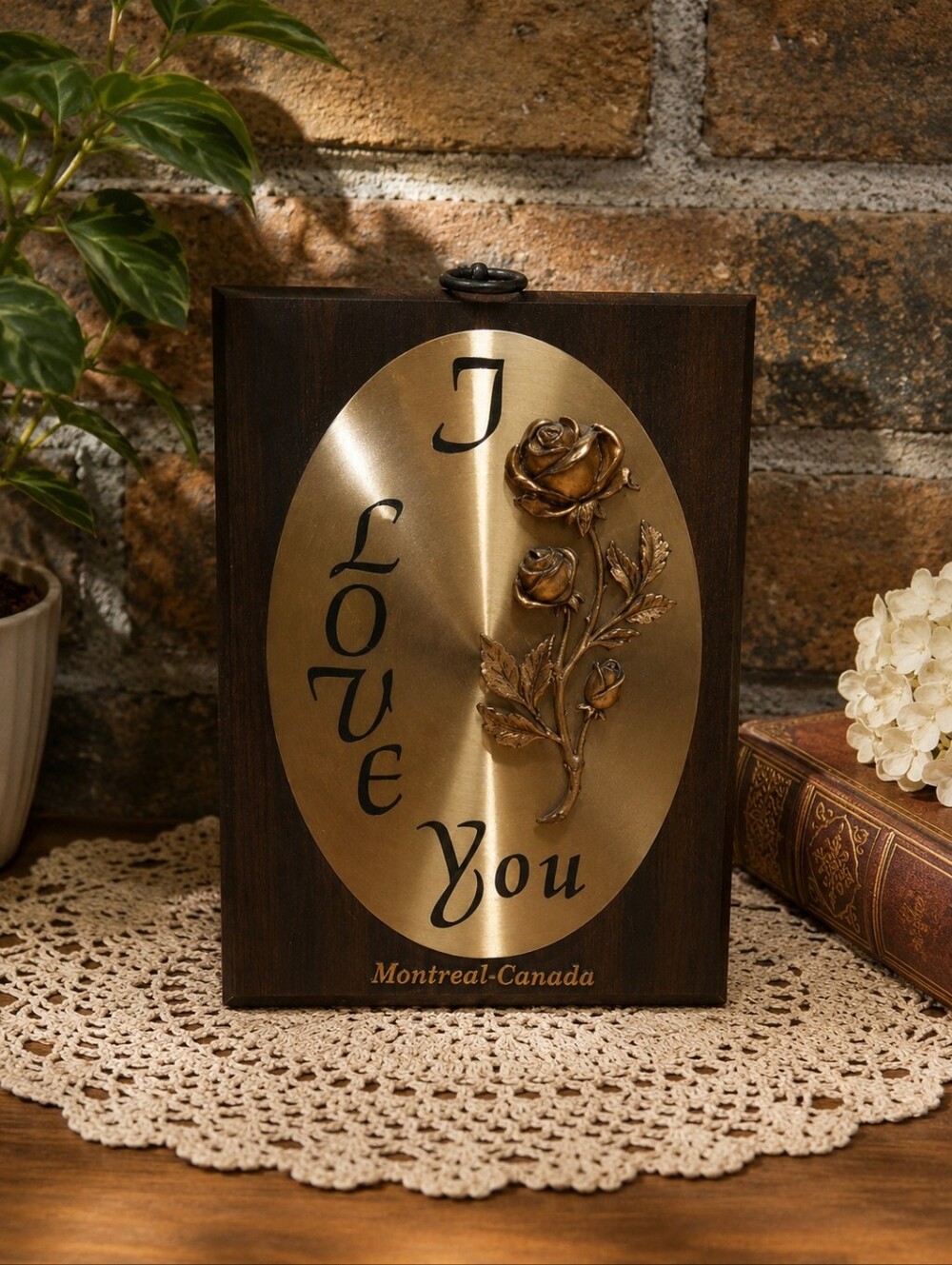 Gold and Brown 'I Love You Montreal Canada' Wall Decor